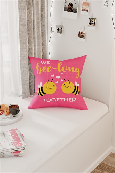 Bee-long Together Arı Desenli Kırlent Kılıfı (43 x 43 cm)