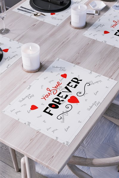 Forever 4lü Set Sevgililer Günü Temalı Amerikan Servis (30 x 40 cm)
