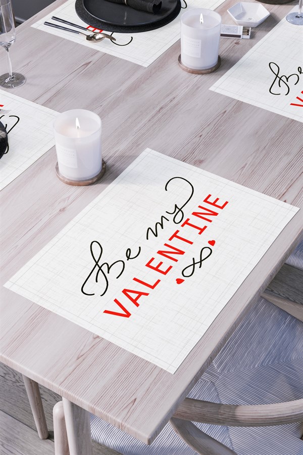 Valentine 4lü Set Sevgililer Günü Temalı Amerikan Servis (30 x 40 cm)